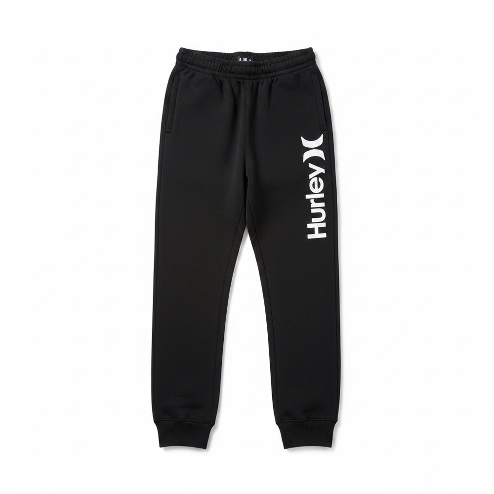 NWT Hurley Black Graphic Logo Fleece Jogger Sweatpants L Youth Boys Streetware